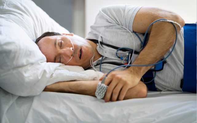 a man taking a sleep study