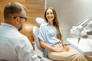 a woman consulting with her cosmetic dentist